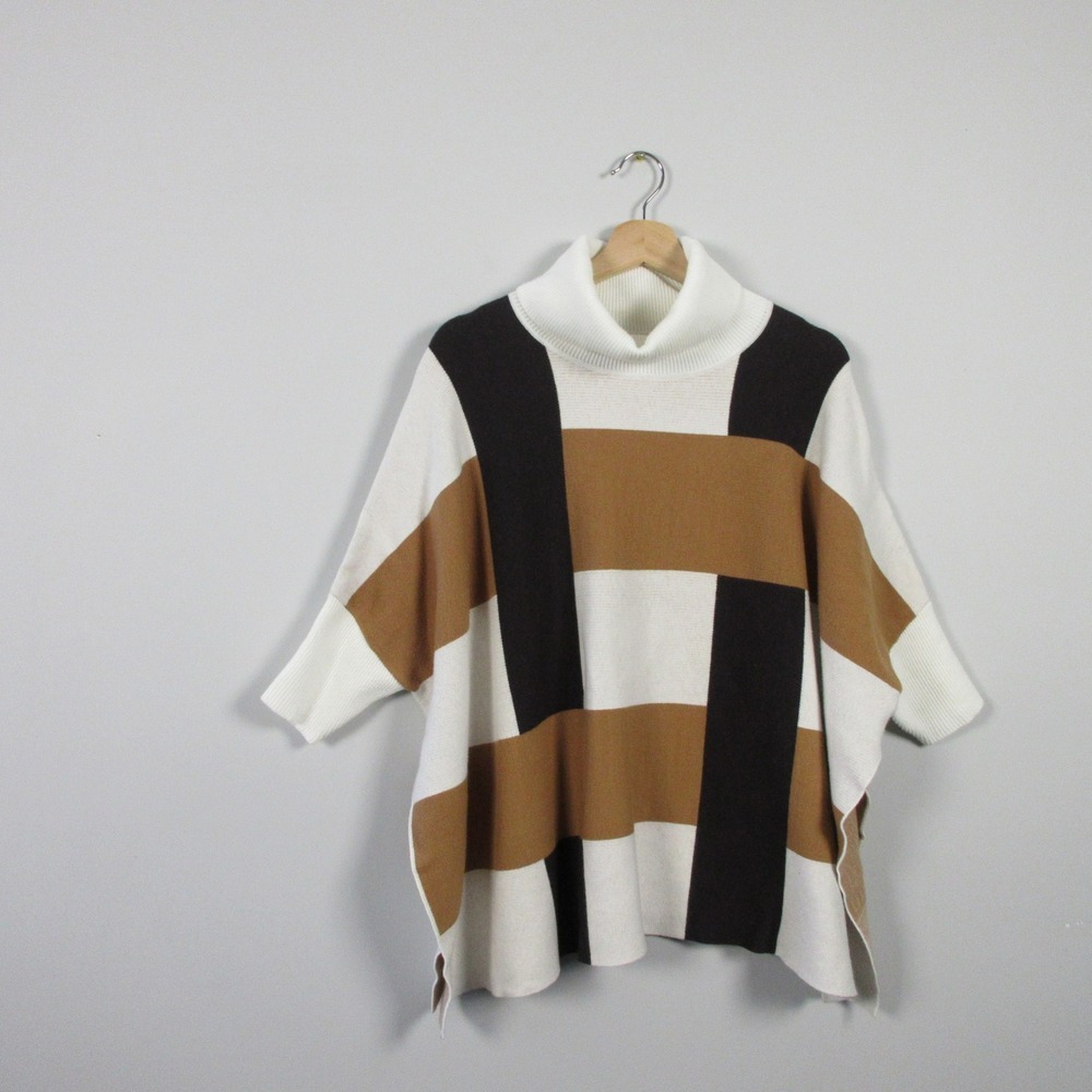 Anthropologie Poncho Sweater Women OS Brown Viscose Blend Cowl Neck Bohemian 528